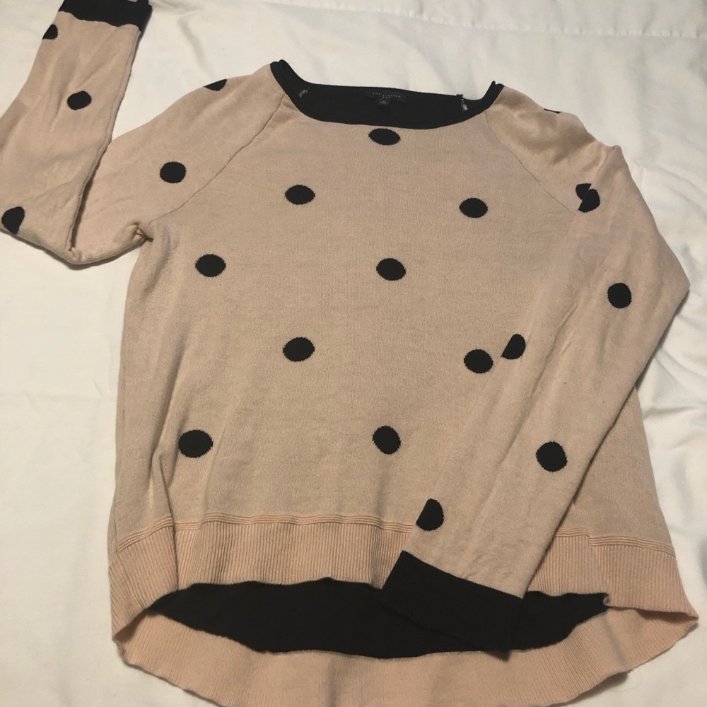 Pink and Navy Polka Dot Sweater